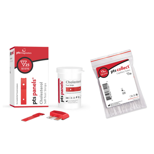 PTS Panels CHOLESTEROL At-Home Self-Test Strips & Capillary Tubes Bundle