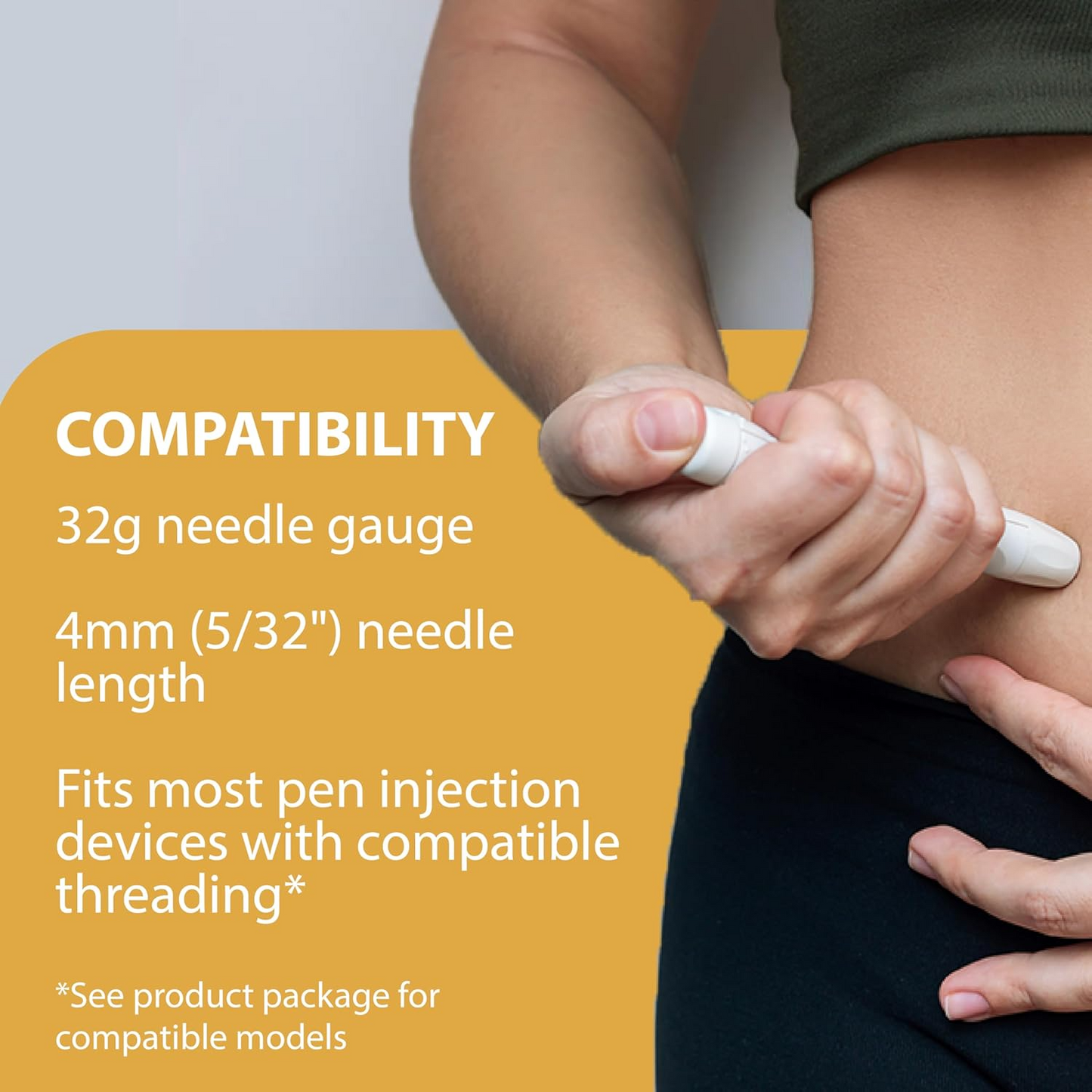 TRUEplus 5-Bevel Pen Needles 32G x 4mm (5/32") - 100/bx