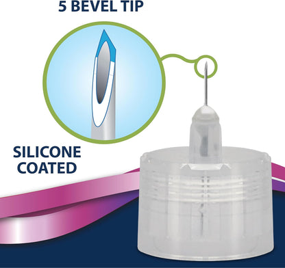 TRUEplus 5-Bevel Pen Needles 31G x 5mm (3/16") - 100/bx