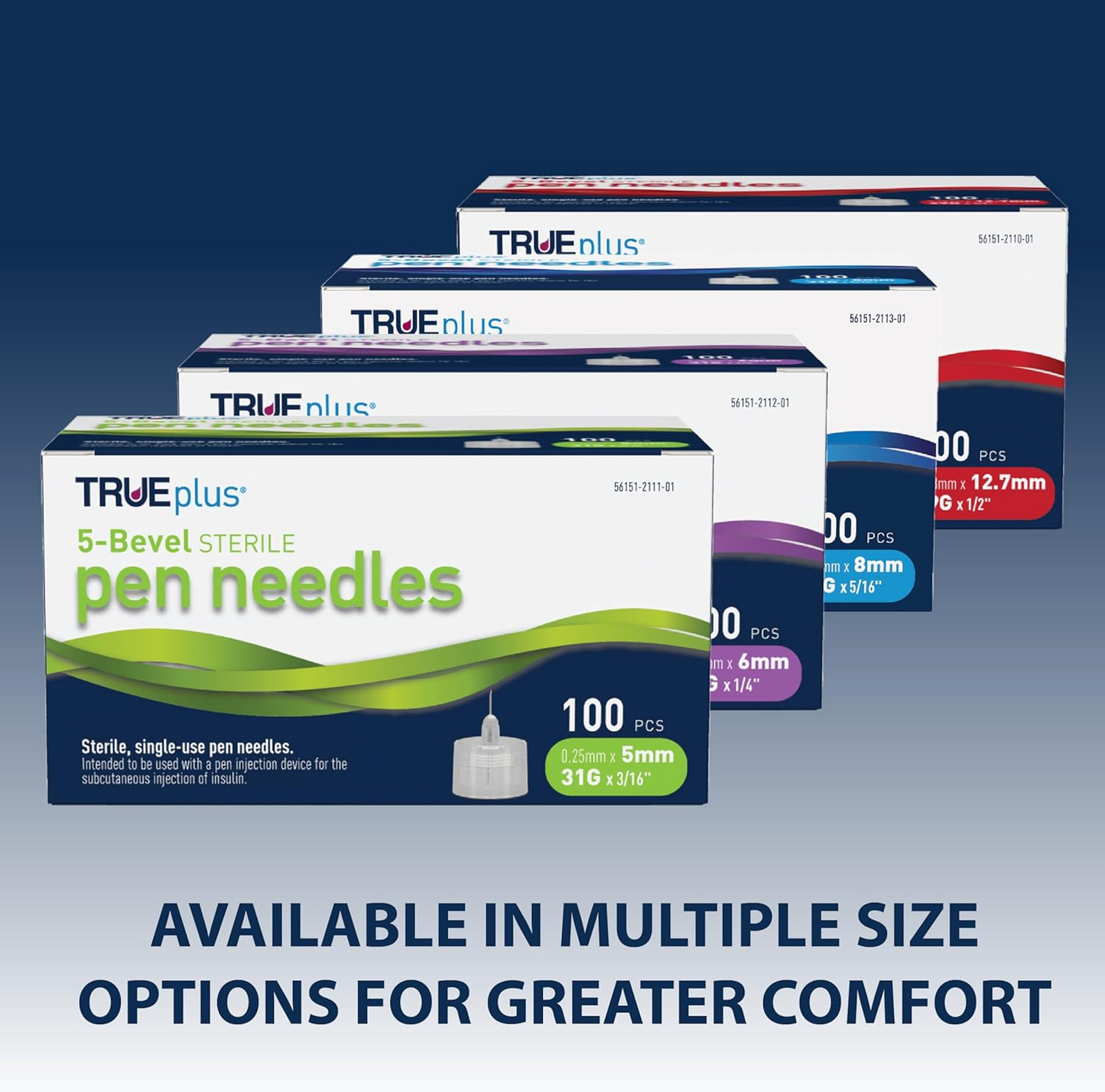 TRUEplus 5-Bevel Pen Needles 29G x 12.7mm (1/2") - 100/bx