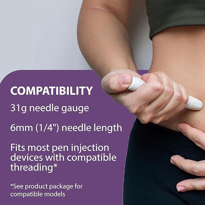 TRUEplus 5-Bevel Pen Needles 31G x 6mm (1/4") - 100/bx