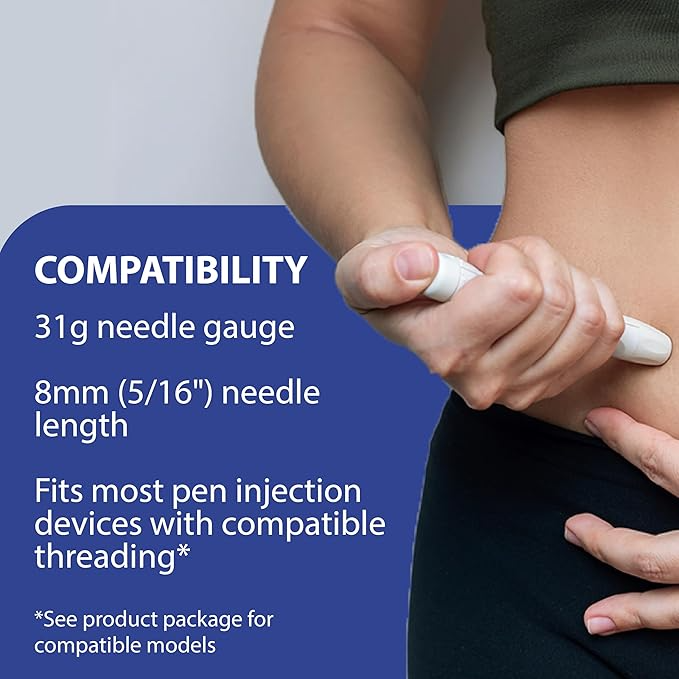 TRUEplus 5-Bevel Pen Needles 31G x 8mm (5/16") - 100/bx