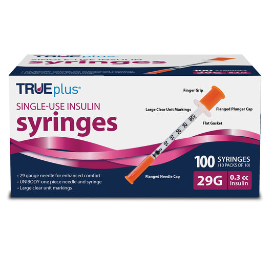 TRUEplus Insulin Syringes - 29G .3cc 1/2" - BX 100