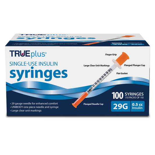 TRUEplus Insulin Syringes - 29G .5cc 1/2" - BX 100