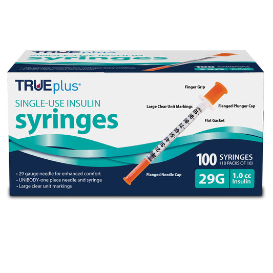 TRUEplus Insulin Syringes - 29G 1cc 1/2" - BX 100