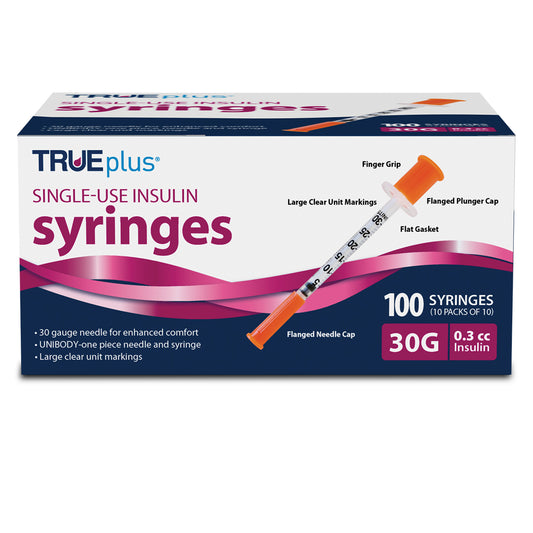 TRUEplus Insulin Syringes - 30G .3cc 5/16" - BX 100
