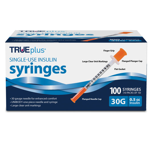 TRUEplus Insulin Syringes - 30G .5cc 5/16" - BX 100