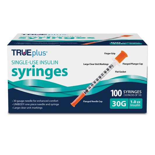 TRUEplus Insulin Syringes - 30G 1cc 5/16" - BX 100