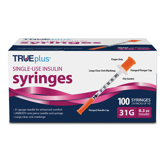 TRUEplus Insulin Syringes - 31G .3cc 5/16" - BX 100