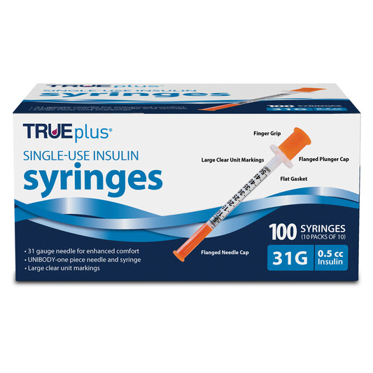 TRUEplus Insulin Syringes - 31G .5cc 5/16" - BX 100