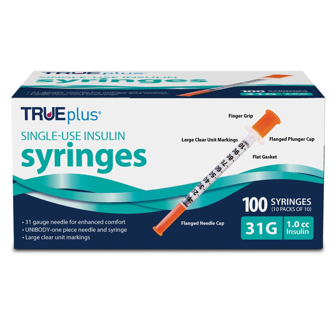 TRUEplus Insulin Syringes - 31G 1cc 5/16" - BX 100