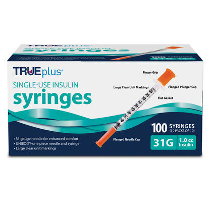 TRUEplus Insulin Syringes - 31G 1cc 5/16" - BX 100
