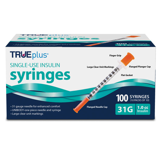 TRUEplus Insulin Syringes - 31G 1cc 5/16" - BX 100